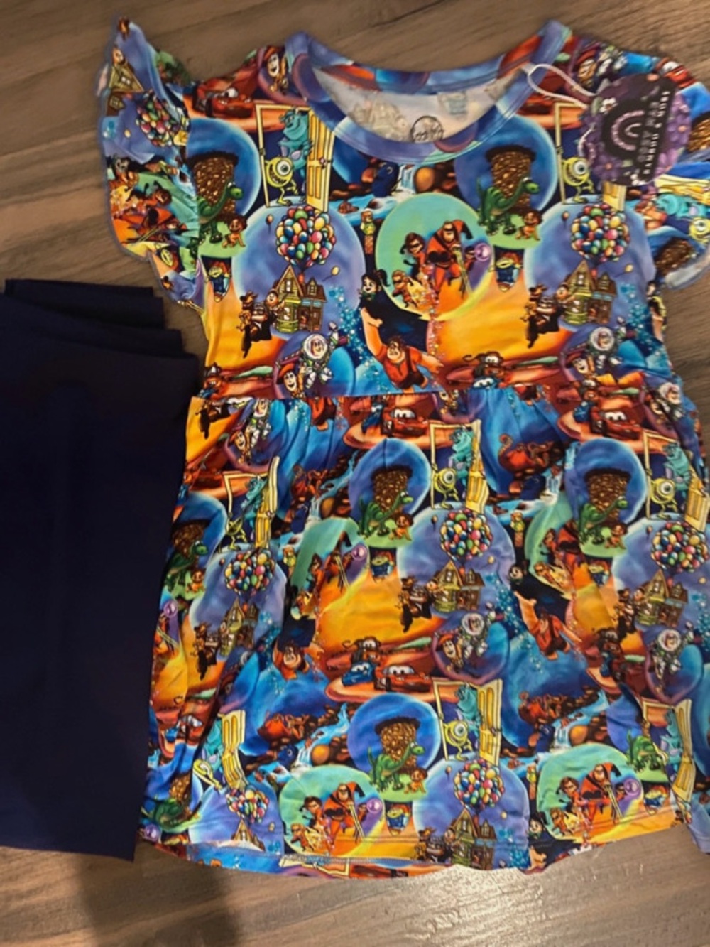 7/8 bamboo Pixar peplum with leggings NWT